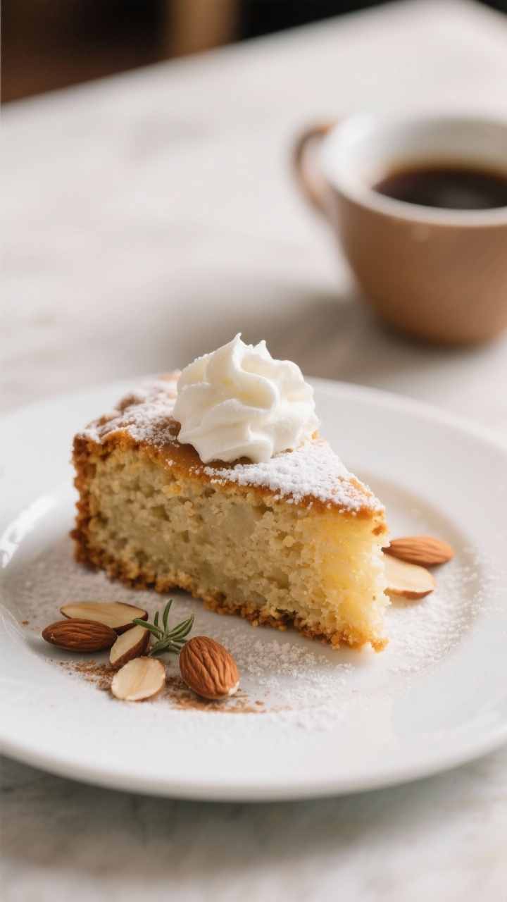 Final dish presentation: Restaurant-quality plated slice of Keto Apple Cake with a tender, even crum