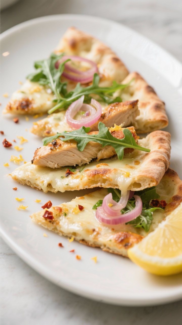 Final dish presentation: Restaurant-quality plated flatbread slices arranged on a matte white platte