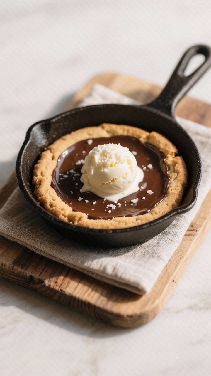 Final dish presentation: Restaurant-quality plating of the single-serve cookie served warm in a mini
