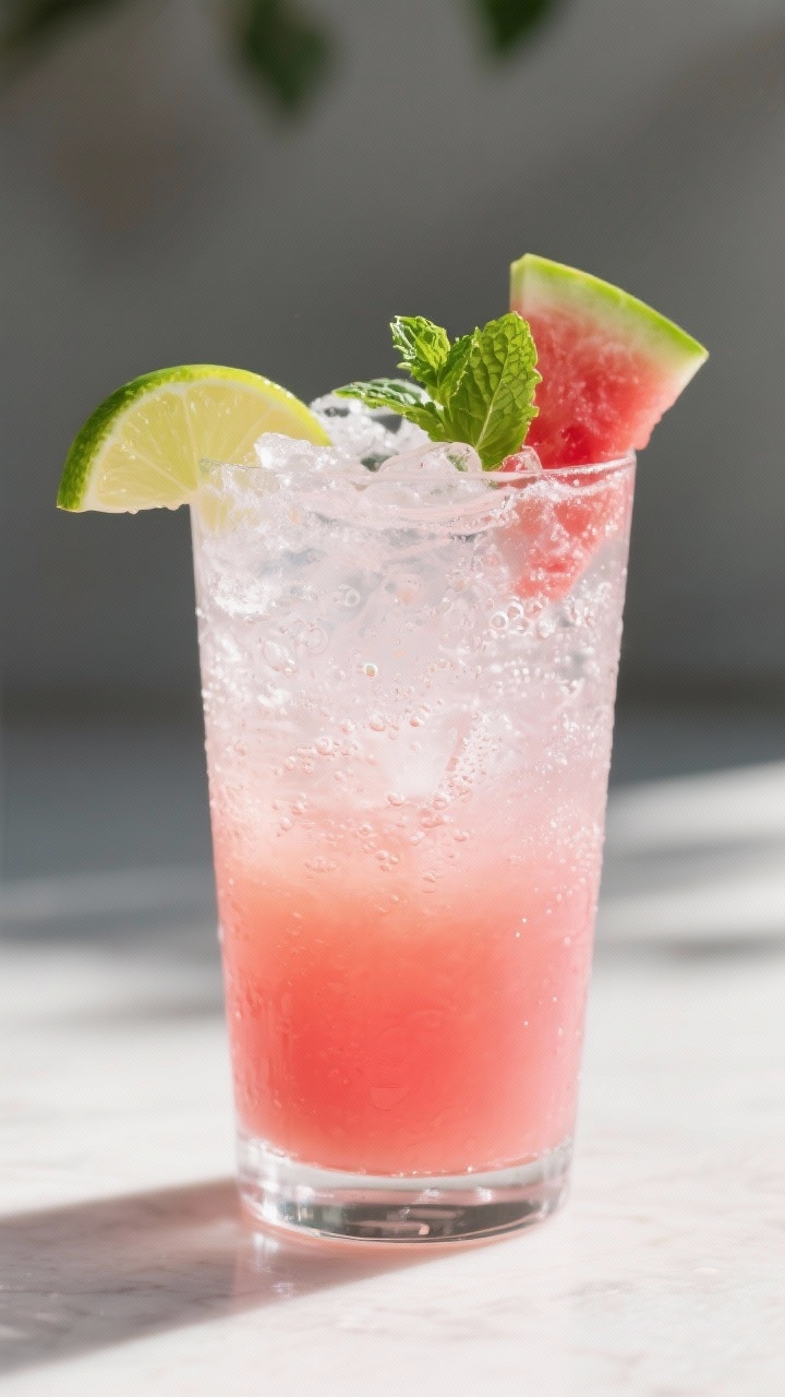 Final dish presentation: Restaurant-quality Watermelon Slammer served in a tall collins glass, toppe