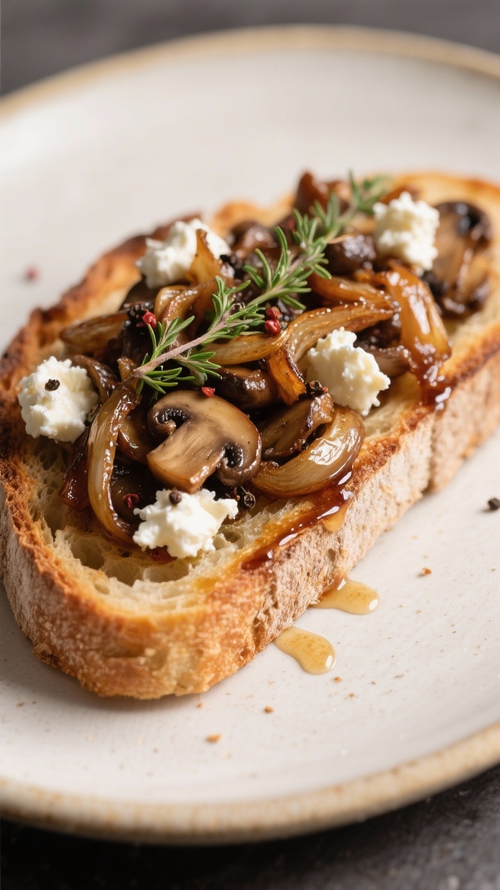 Final dish presentation: Thick slices of toasted sourdough topped with a generous mound of the caram