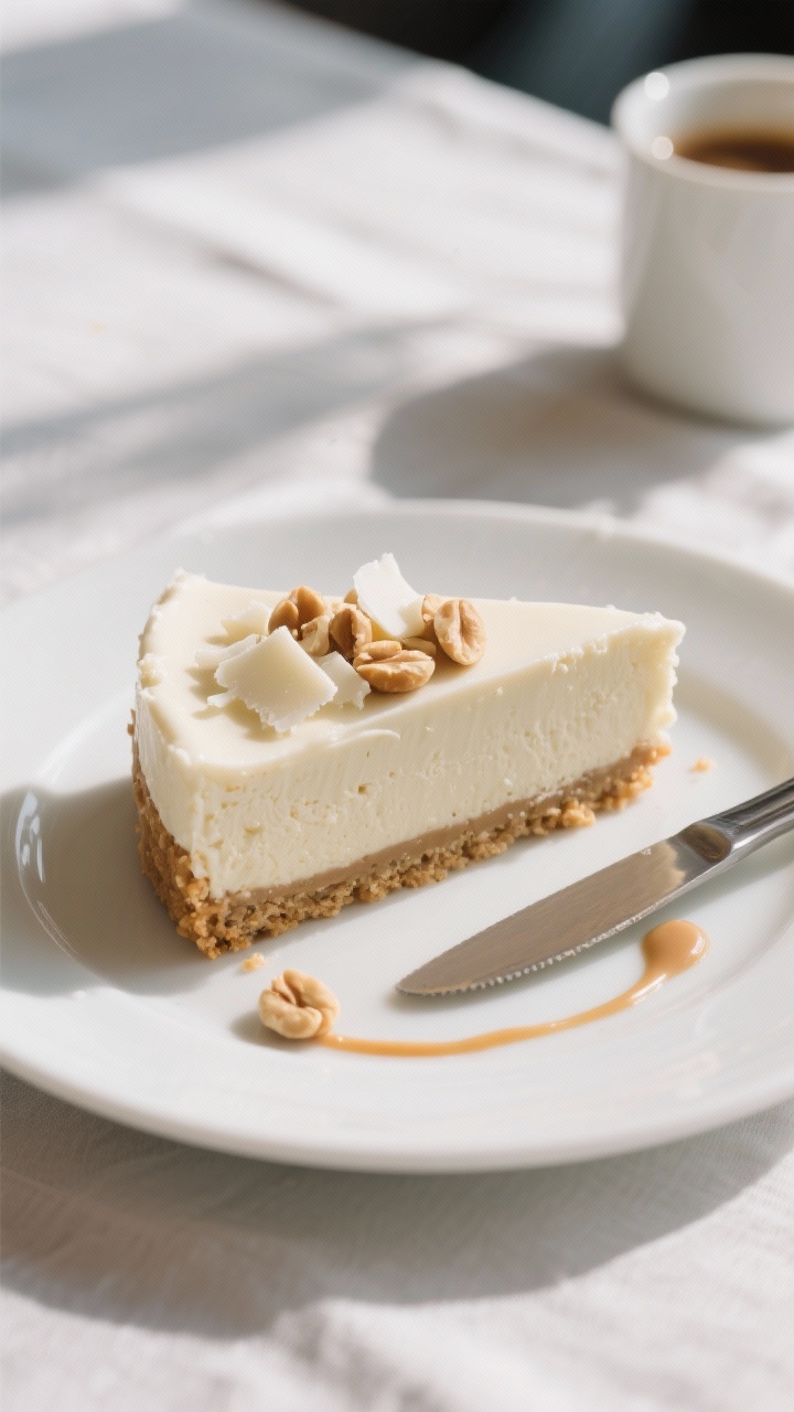 Final plated slice — Restaurant-quality presentation: a clean, sharp slice of White Chocolate Pean