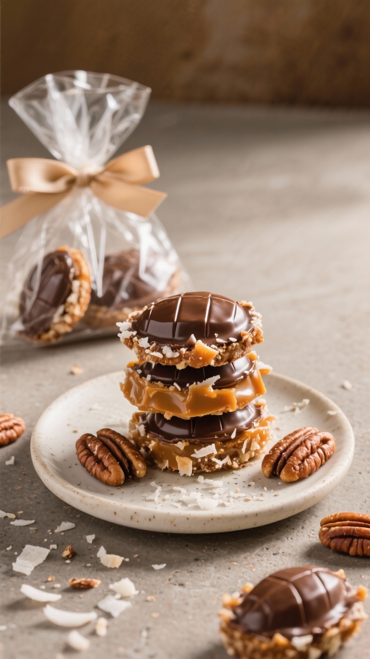 Final presentation: Gift-ready platter scene featuring a small plate stacked with glossy, set turtle