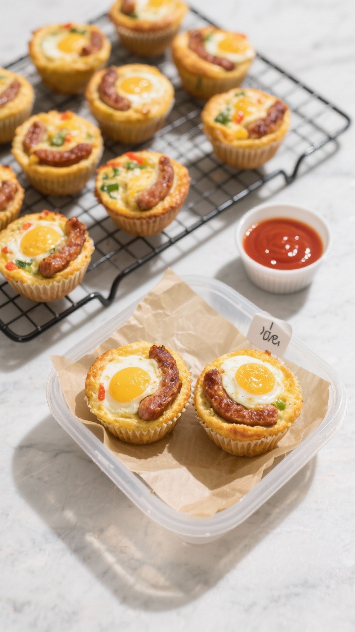 Tasty top view for meal prep: Overhead shot of a meal-prep scene with a cooling rack of golden, full