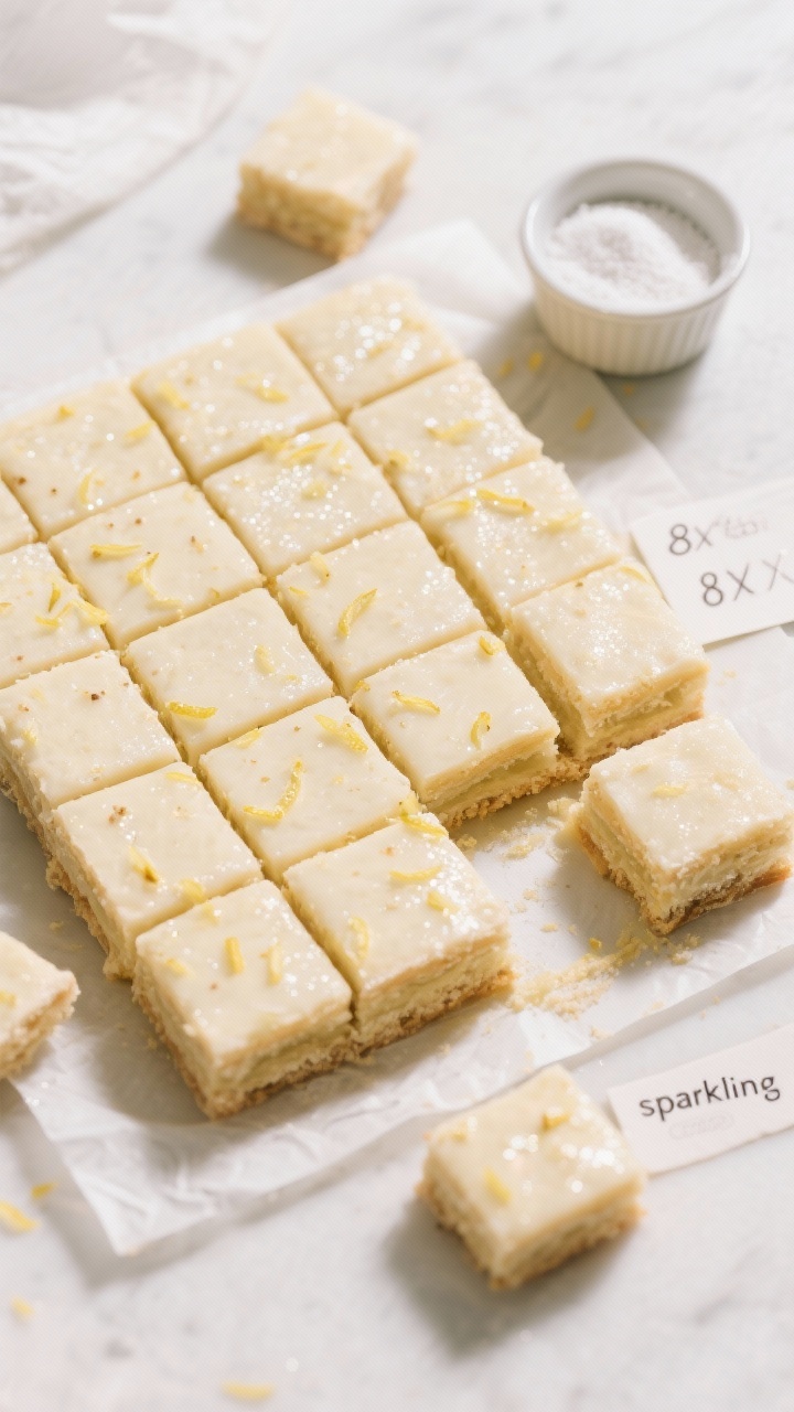 Tasty top view: Overhead shot of an 8x8-inch slab version cut into neat bite-sized squares, arranged