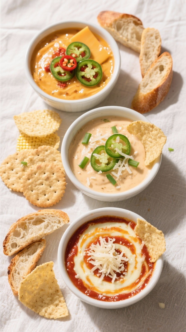 Tasty top view variation board: Overhead shot of three mini bowls showcasing recipe twists—classic