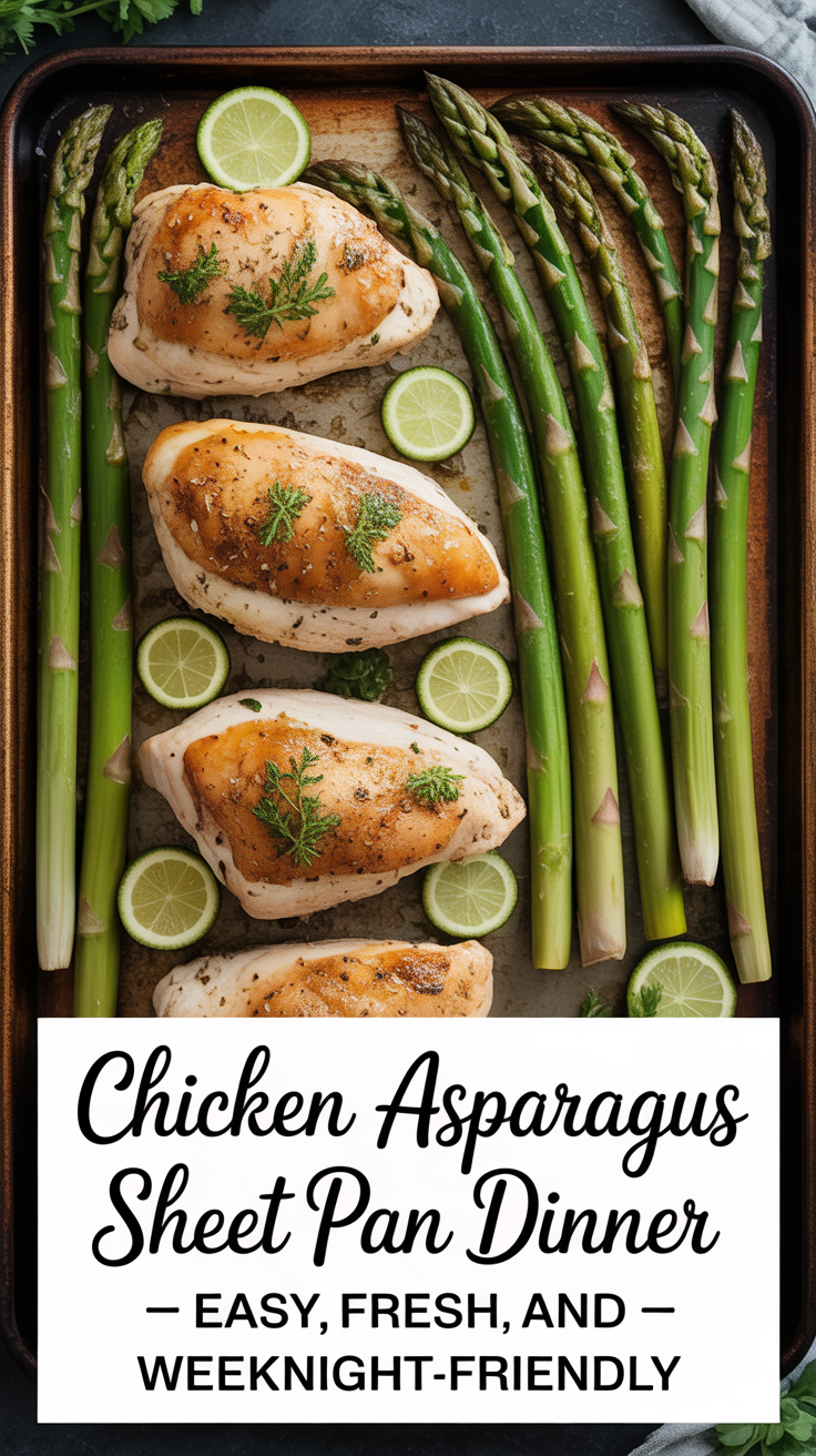 Pinterest pin for Chicken Asparagus Sheet Pan Dinner - Easy, Fresh, and Weeknight-Friendly