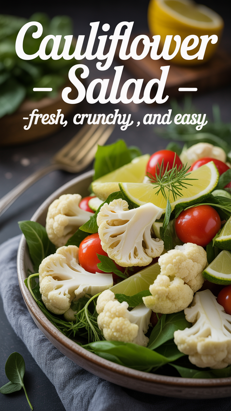 Pinterest pin for Cauliflower Salad - Fresh, Crunchy, and Easy