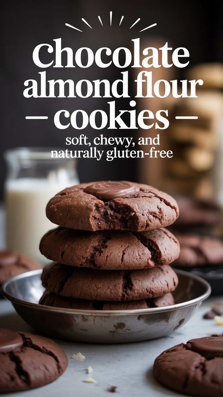 Pinterest pin for Chocolate Almond Flour Cookies - Soft, Chewy, and Naturally Gluten-Free