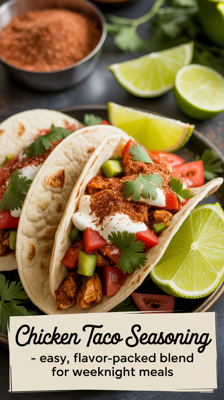 Pinterest pin for Chicken Taco Seasoning - Easy, Flavor-Packed Blend for Weeknight Meals