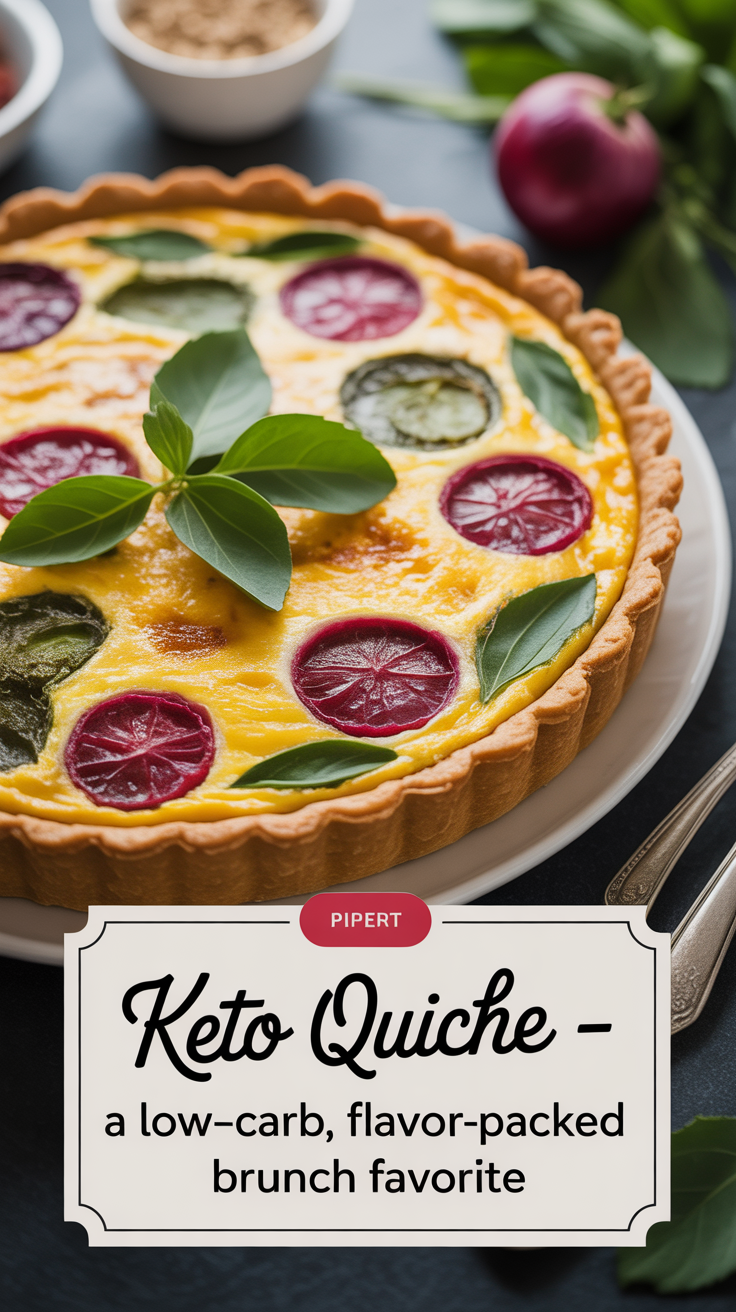 Pinterest pin for Keto Quiche - A Low-Carb, Flavor-Packed Brunch Favorite