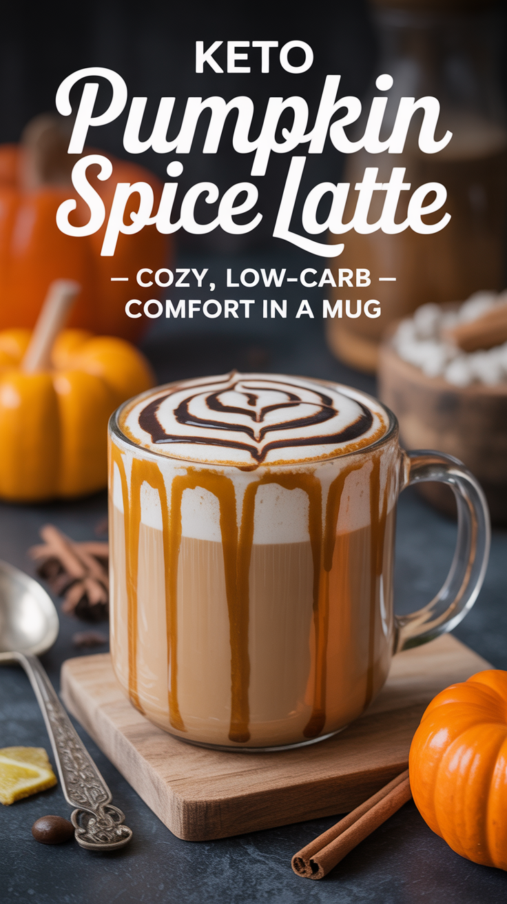 Pinterest pin for Keto Pumpkin Spice Latte - Cozy, Low-Carb Comfort in a Mug