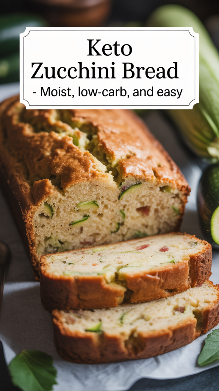Pinterest pin for Keto Zucchini Bread - Moist, Low-Carb, and Easy