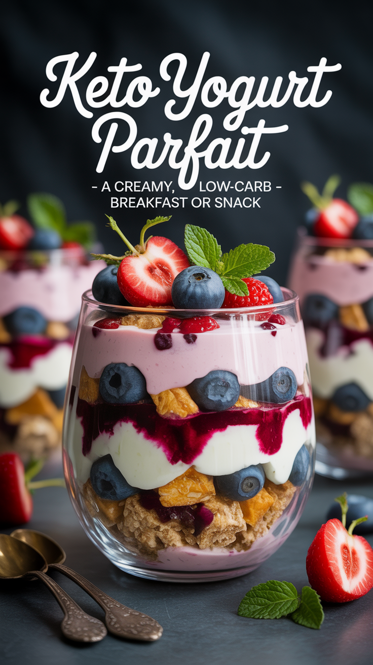 Pinterest pin for Keto Yogurt Parfait - A Creamy, Low-Carb Breakfast or Snack