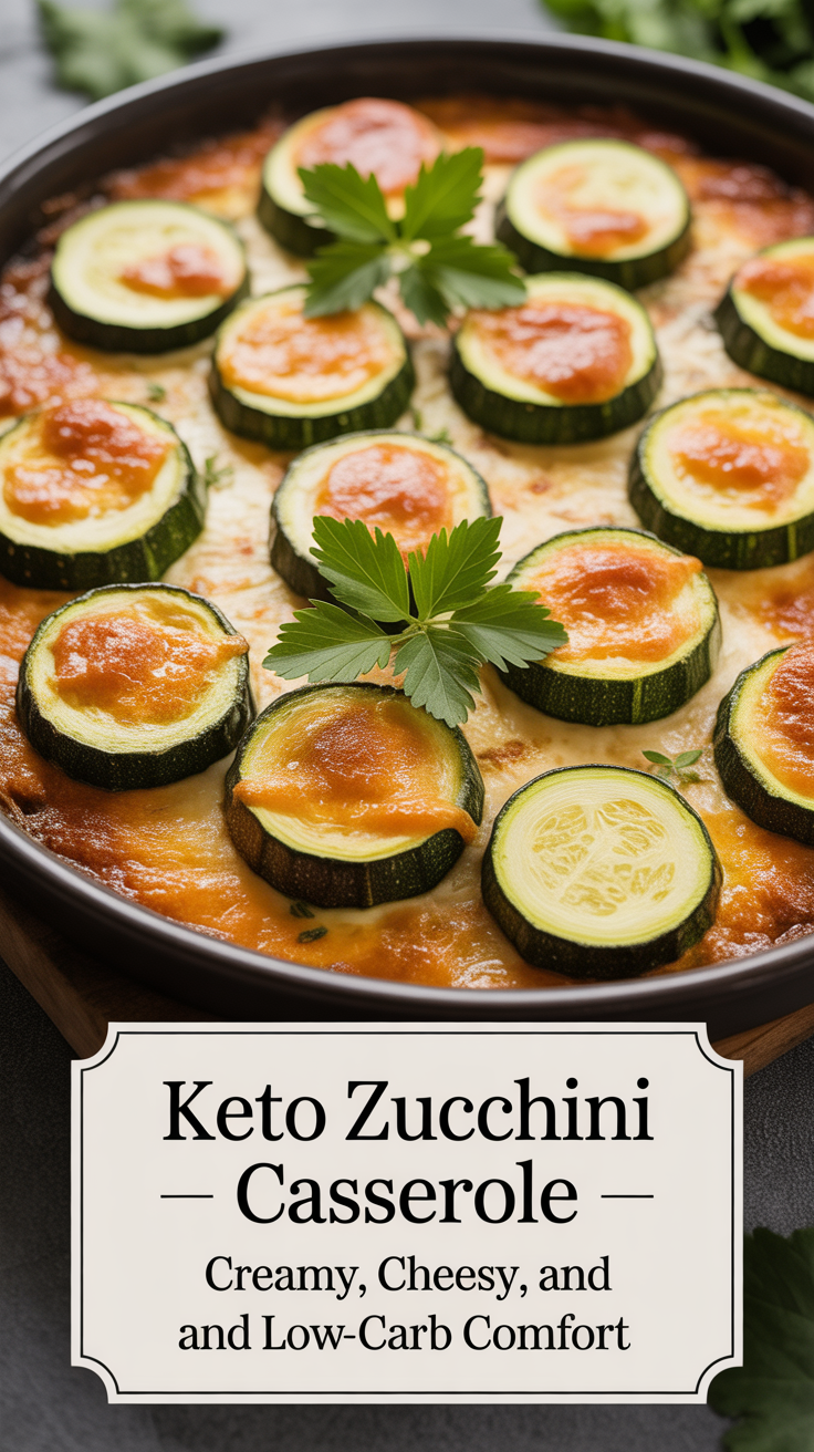 Pinterest pin for Keto Zucchini Casserole - Creamy, Cheesy, and Low-Carb Comfort