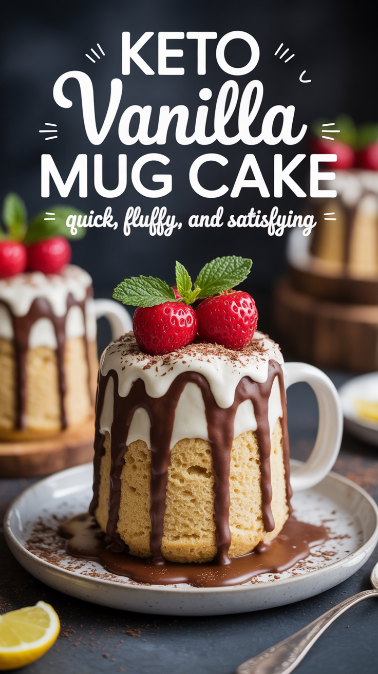Pinterest pin for Keto Vanilla Mug Cake – Quick, Fluffy, and Satisfying