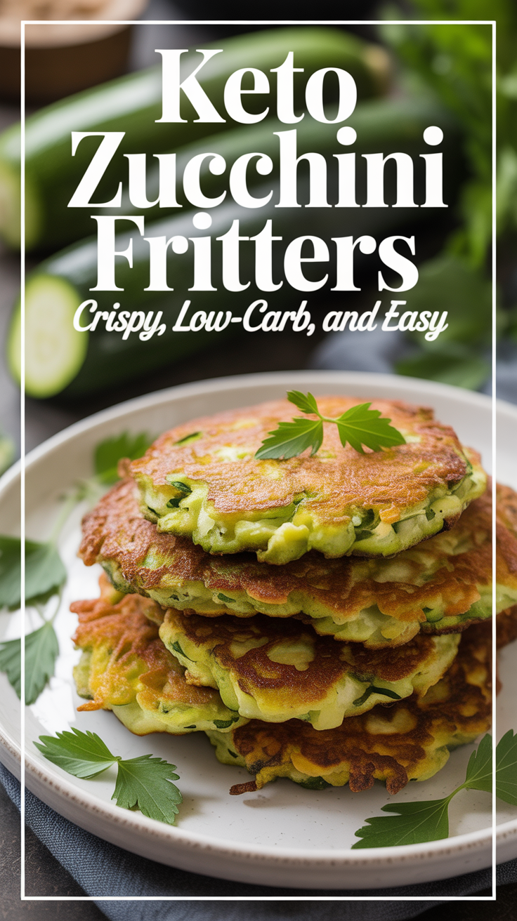 Pinterest pin for Keto Zucchini Fritters – Crispy, Low-Carb, and Easy