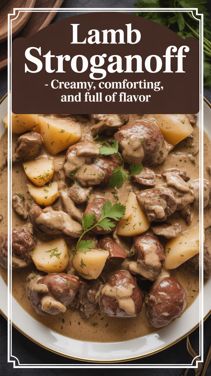 Pinterest pin for Lamb Stroganoff - Creamy, Comforting, and Full of Flavor