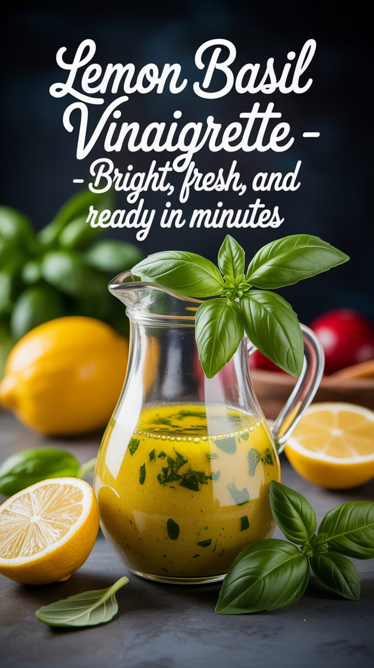 Pinterest pin for Lemon Basil Vinaigrette - Bright, Fresh, and Ready in Minutes