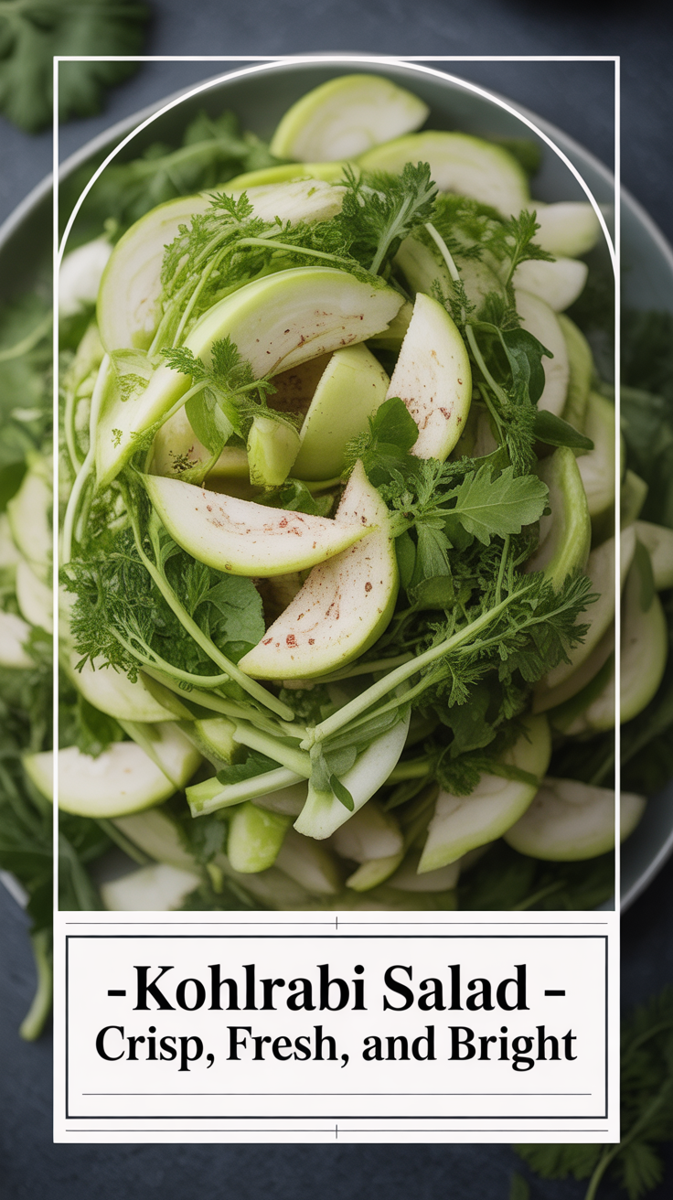 Pinterest pin for Kohlrabi Salad - Crisp, Fresh, and Bright