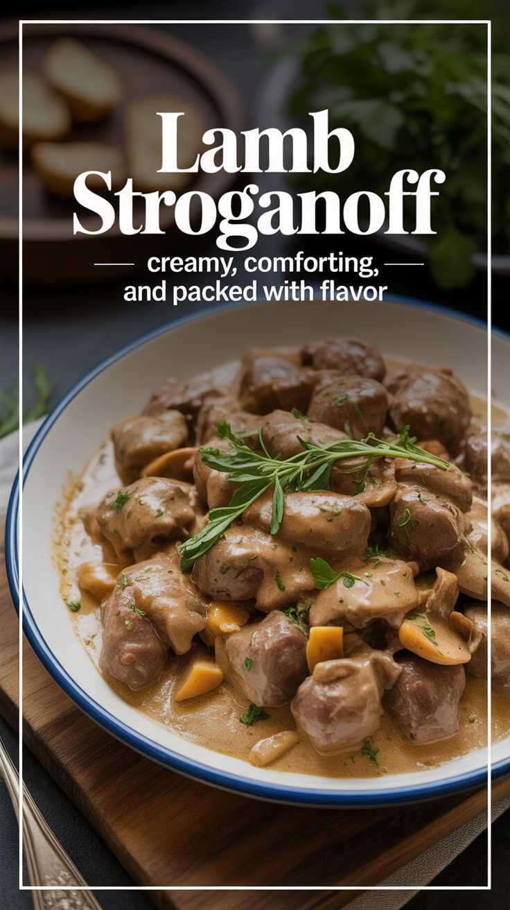 Pinterest pin for Lamb Stroganoff - Creamy, Comforting, and Packed With Flavor