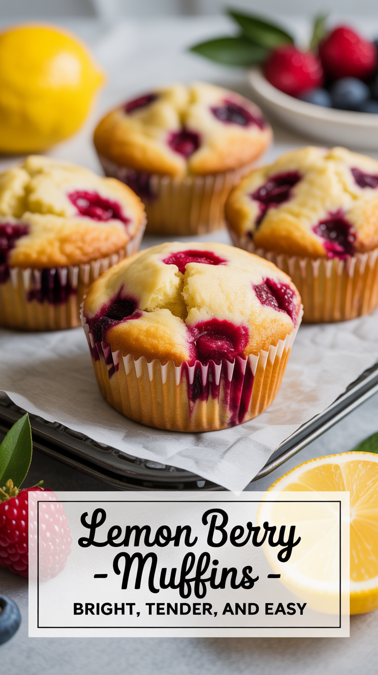 Pinterest pin for Lemon Berry Muffins - Bright, Tender, and Easy