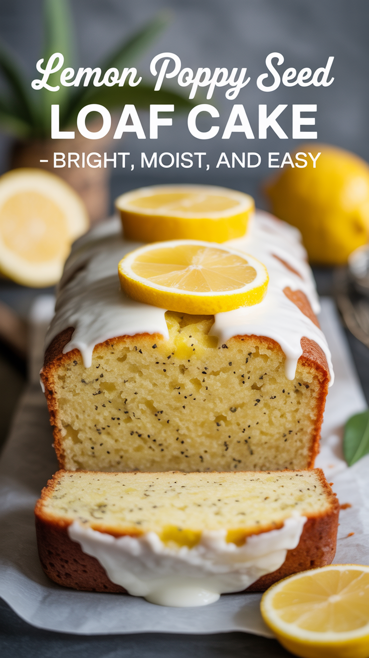 Pinterest pin for Lemon Poppy Seed Loaf Cake - Bright, Moist, and Easy