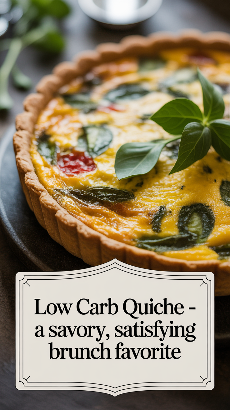 Pinterest pin for Low Carb Quiche - A Savory, Satisfying Brunch Favorite