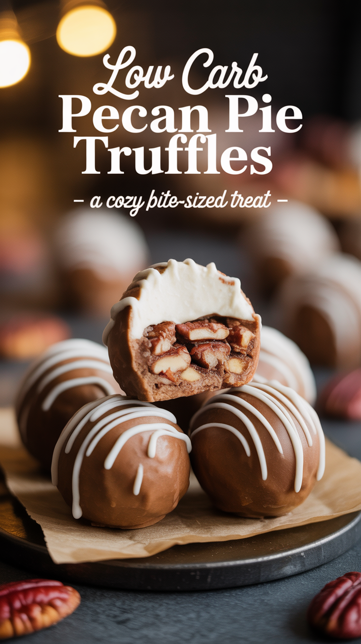 Pinterest pin for Low Carb Pecan Pie Truffles - A Cozy Bite-Sized Treat