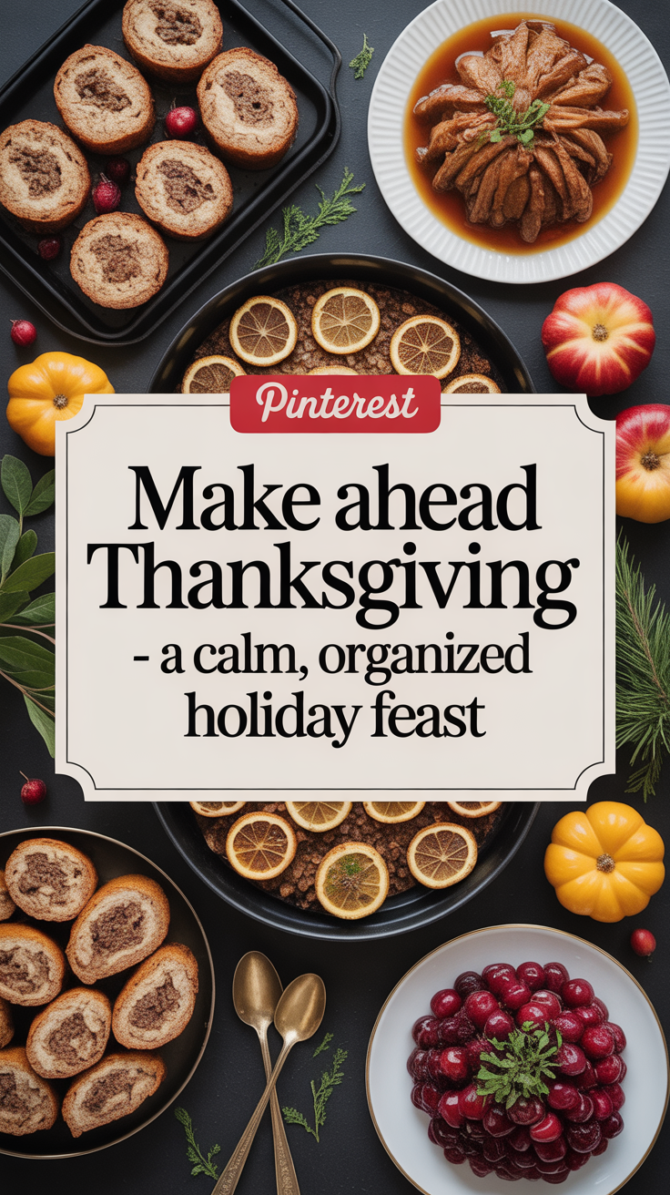 Pinterest pin for Make Ahead Thanksgiving - A Calm, Organized Holiday Feast