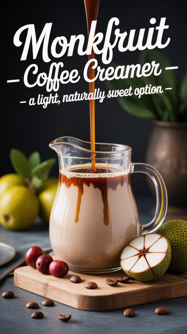 Pinterest pin for Monkfruit Coffee Creamer - A Light, Naturally Sweet Option