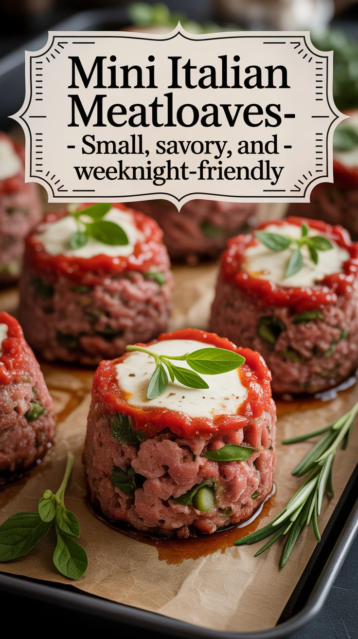 Pinterest pin for Mini Italian Meatloaves - Small, Savory, and Weeknight-Friendly
