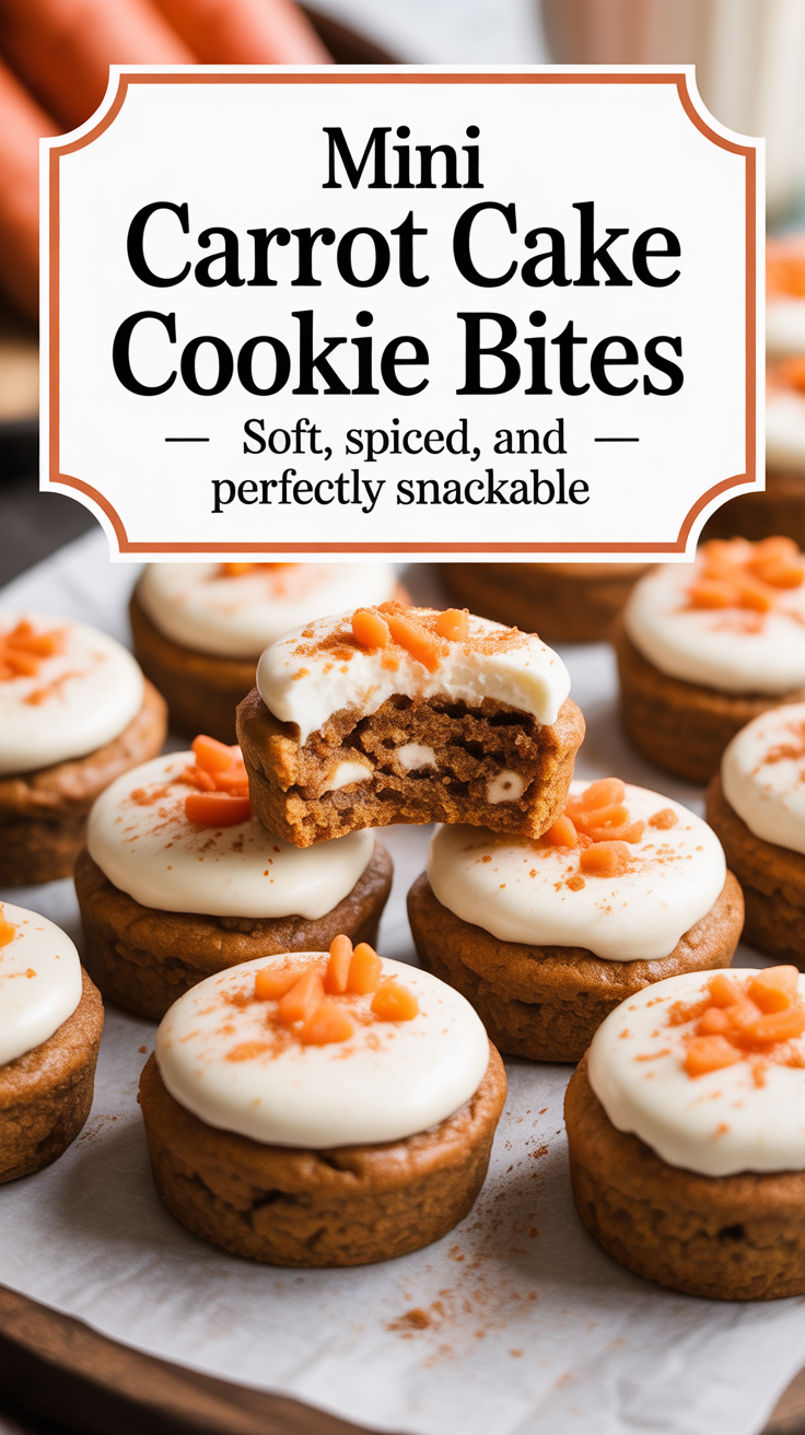 Pinterest pin for Mini Carrot Cake Cookie Bites - Soft, Spiced, and Perfectly Snackable