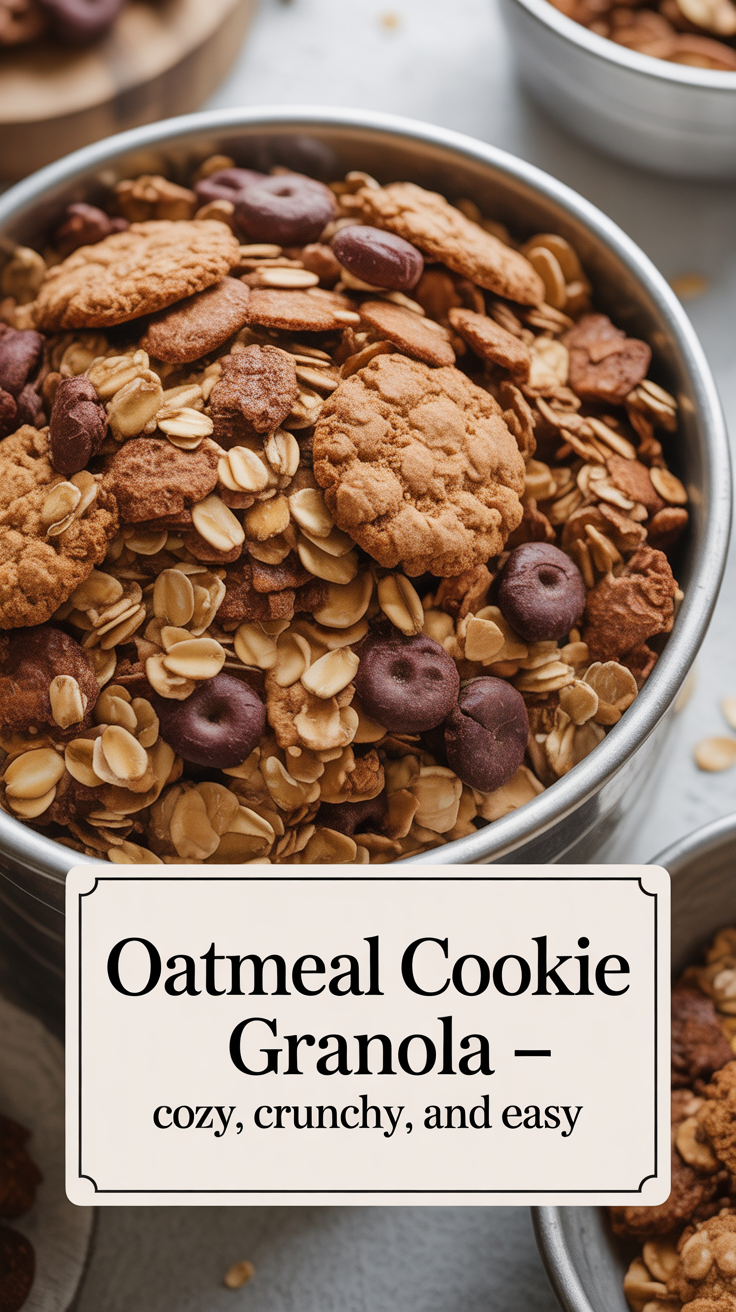 Pinterest pin for Oatmeal Cookie Granola - Cozy, Crunchy, and Easy