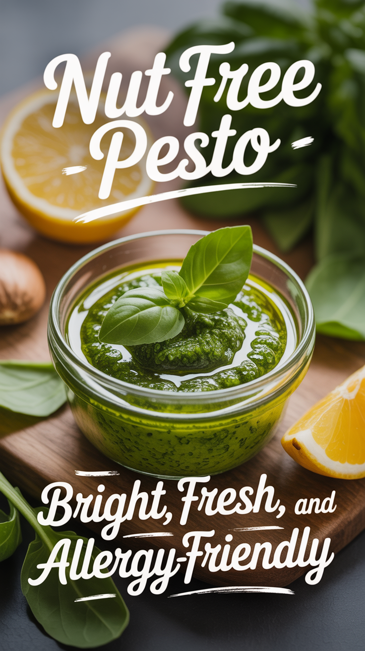 Pinterest pin for Nut Free Pesto - Bright, Fresh, and Allergy-Friendly