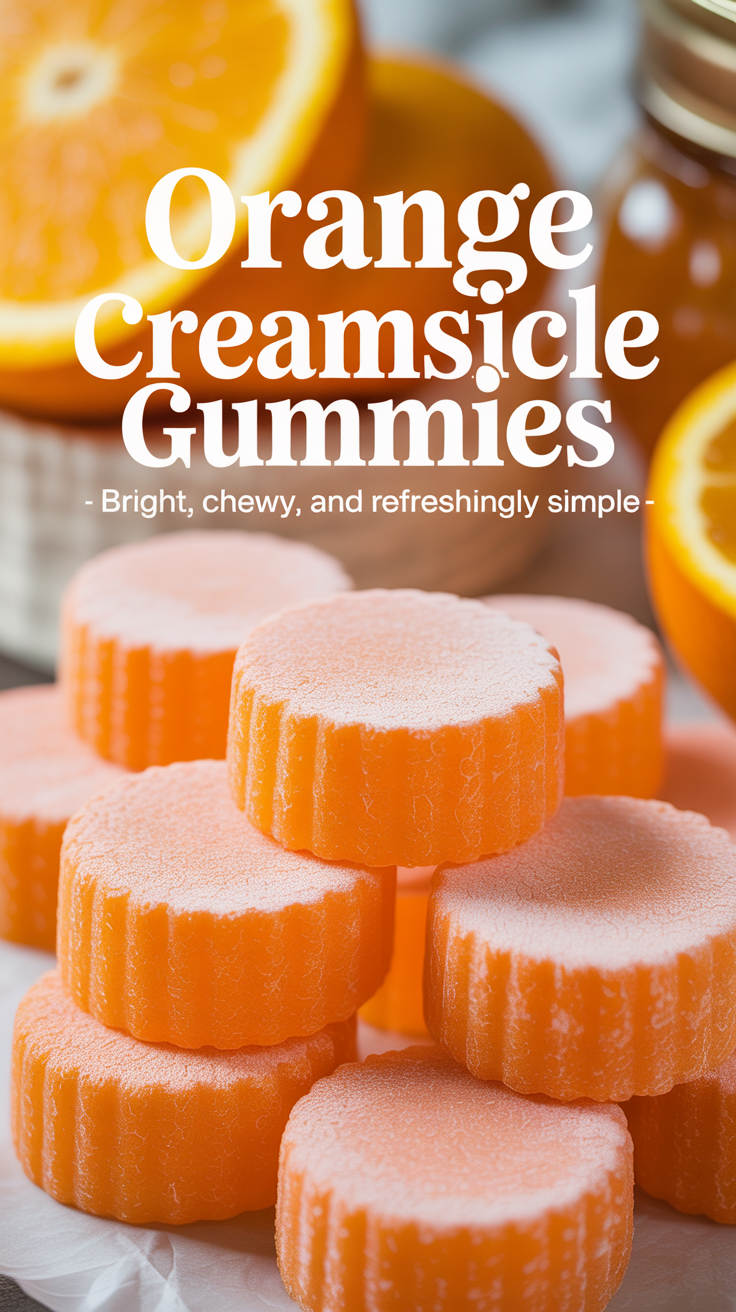 Pinterest pin for Orange Creamsicle Gummies - Bright, Chewy, and Refreshingly Simple