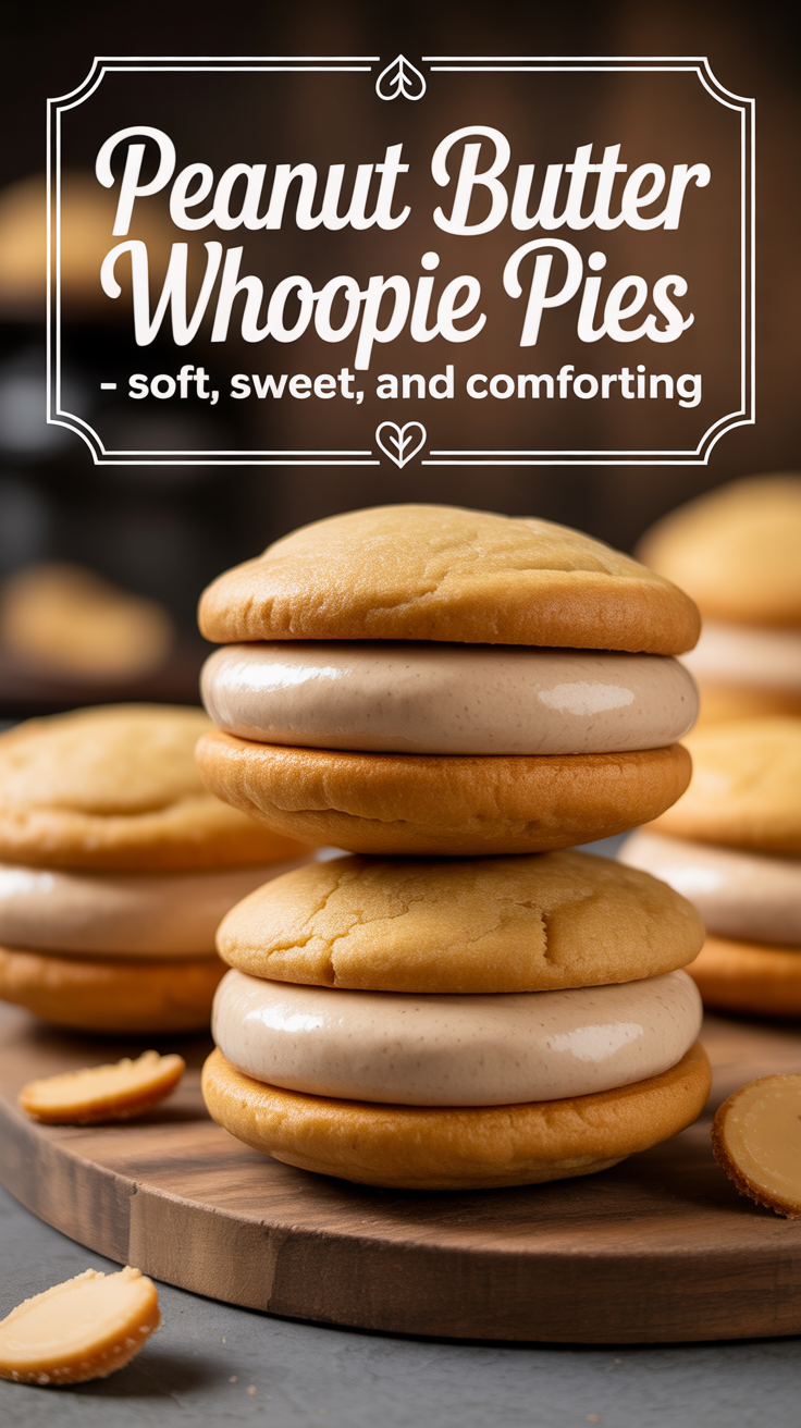 Pinterest pin for Peanut Butter Whoopie Pies - Soft, Sweet, and Comforting