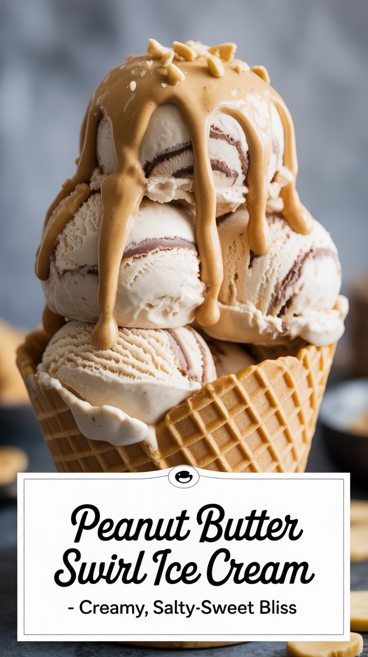 Pinterest pin for Peanut Butter Swirl Ice Cream - Creamy, Salty-Sweet Bliss