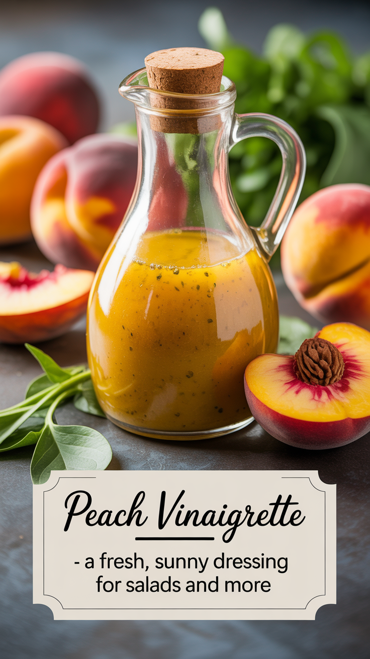 Pinterest pin for Peach Vinaigrette - A Fresh, Sunny Dressing for Salads and More