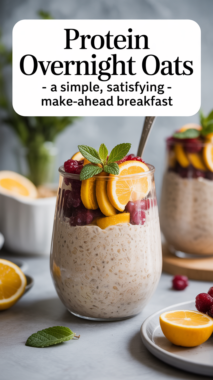 Pinterest pin for Protein Overnight Oats - A Simple, Satisfying Make-Ahead Breakfast