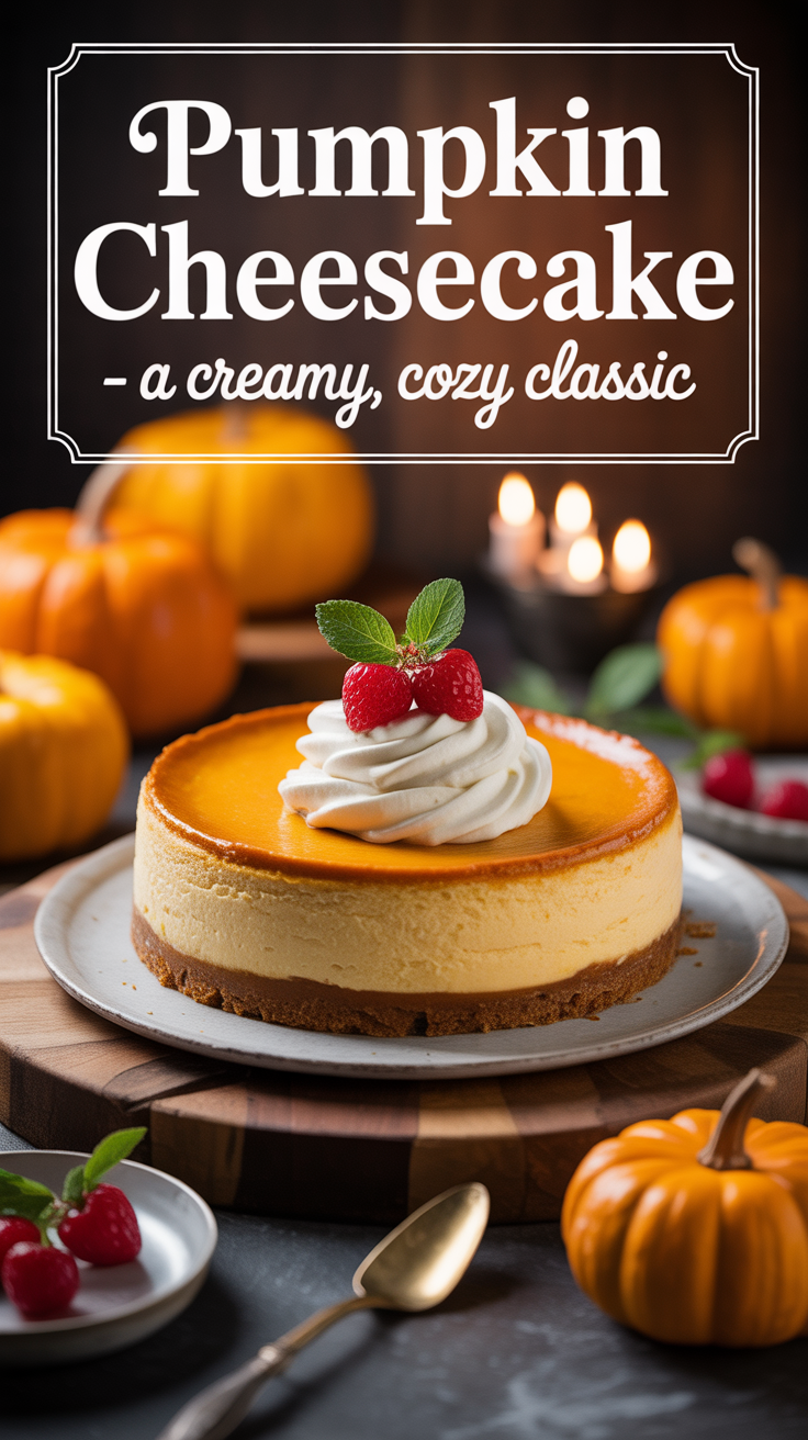 Pinterest pin for Pumpkin Cheesecake - A Creamy, Cozy Classic