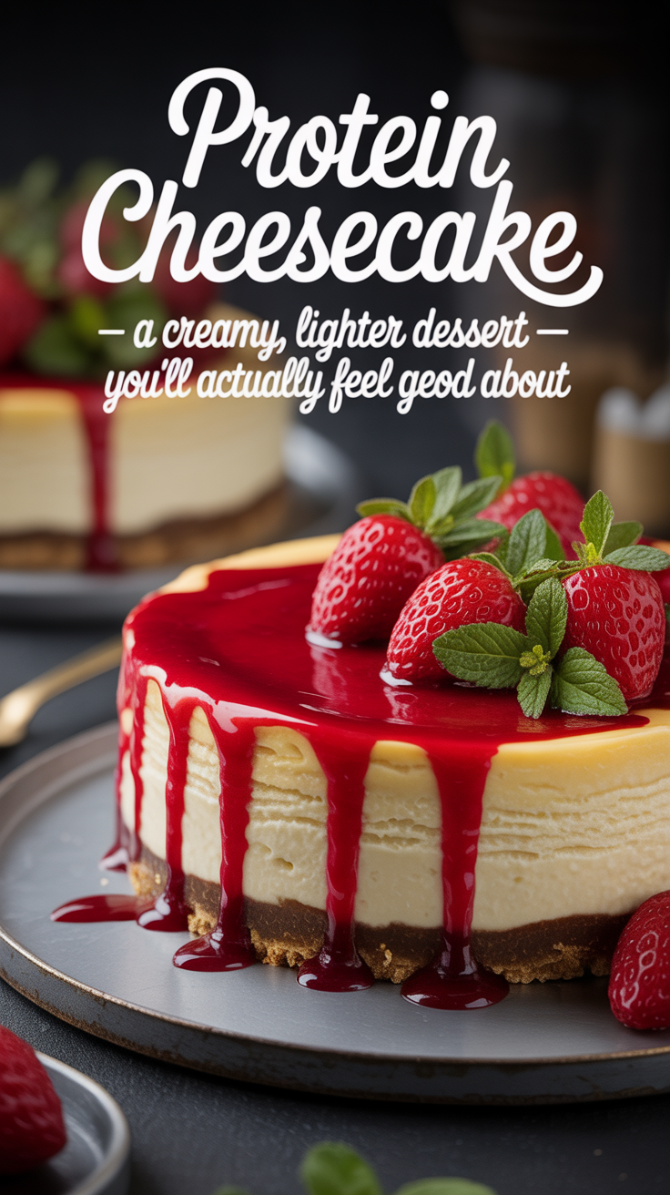 Pinterest pin for Protein Cheesecake - A Creamy, Lighter Dessert You’ll Actually Feel Good About