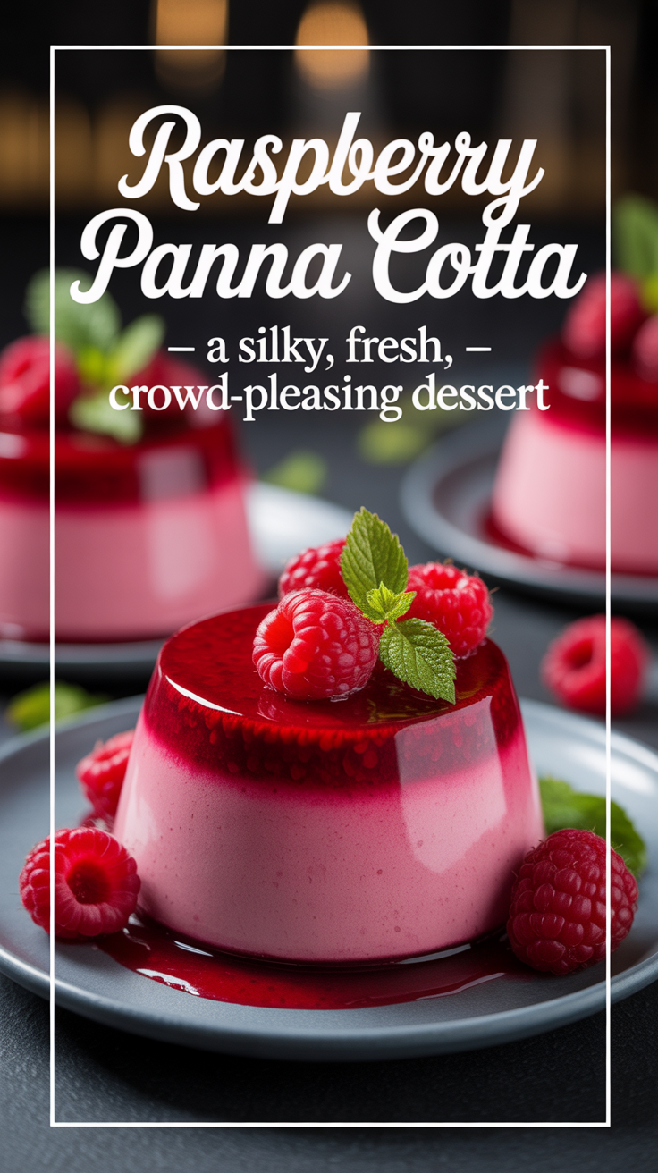Pinterest pin for Raspberry Panna Cotta - A Silky, Fresh, Crowd-Pleasing Dessert