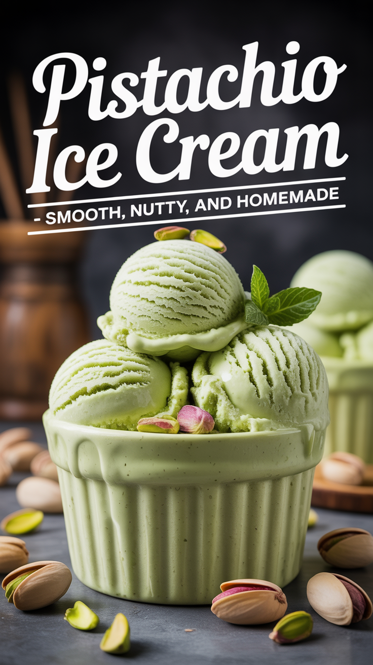 Pinterest pin for Pistachio Ice Cream - Smooth, Nutty, and Homemade