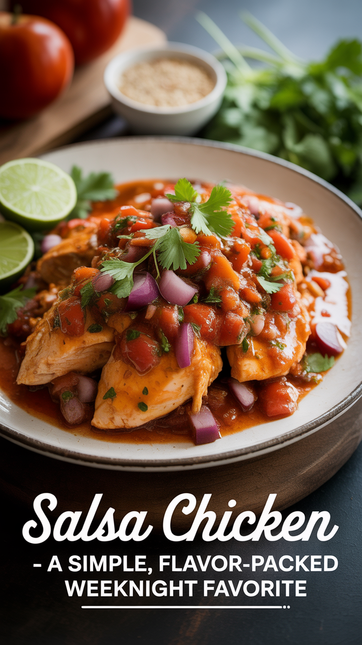 Pinterest pin for Salsa Chicken - A Simple, Flavor-Packed Weeknight Favorite