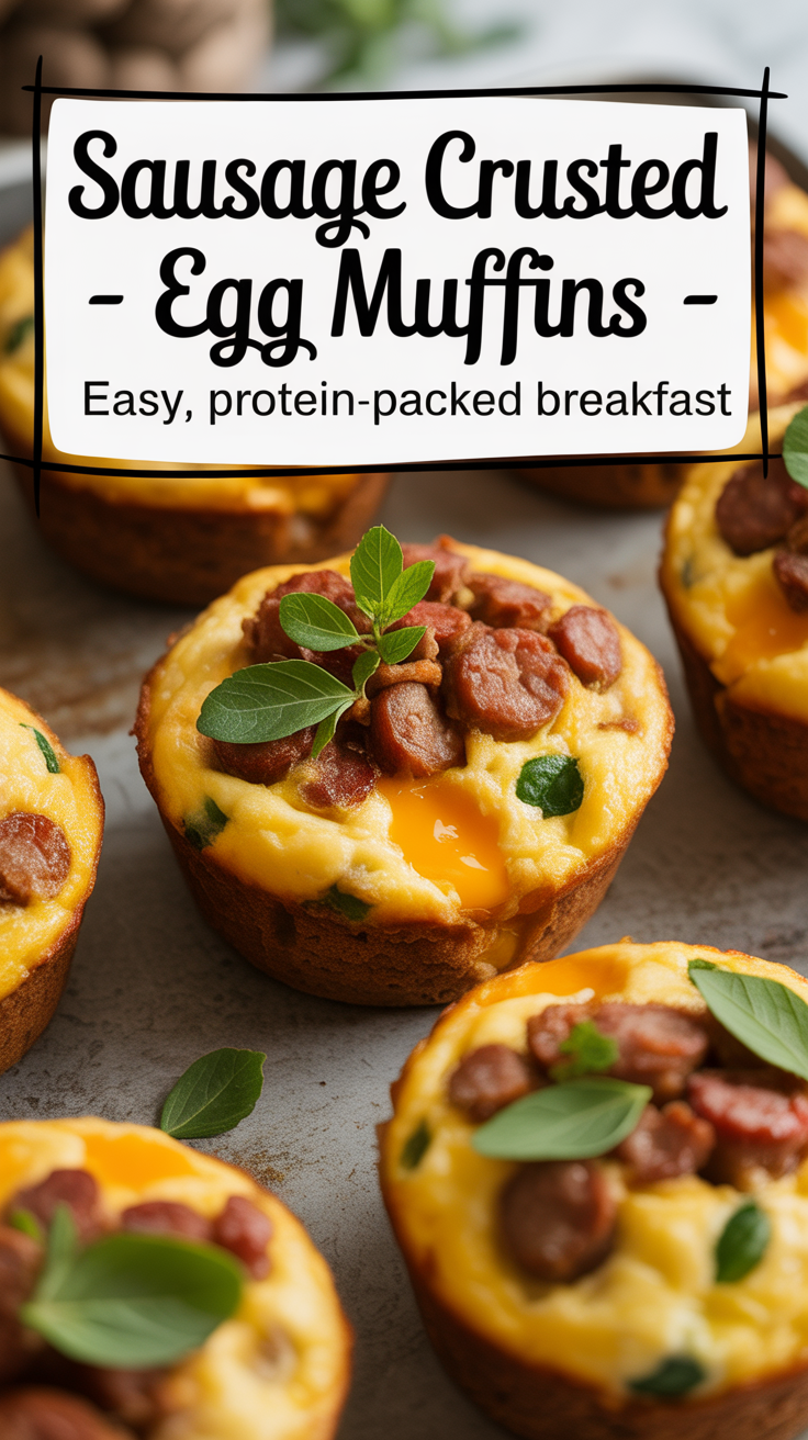Pinterest pin for Sausage Crusted Egg Muffins - Easy, Protein-Packed Breakfast