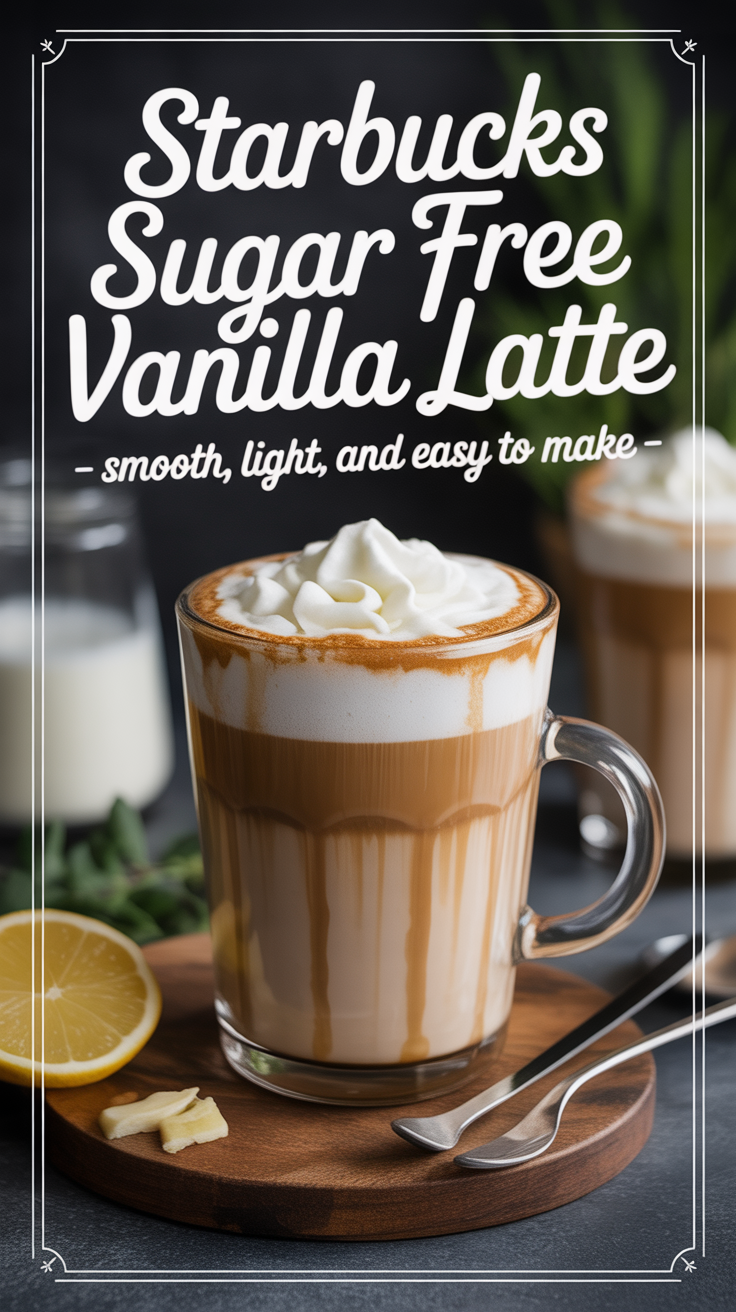 Pinterest pin for Starbucks Sugar Free Vanilla Latte - Smooth, Light, and Easy to Make