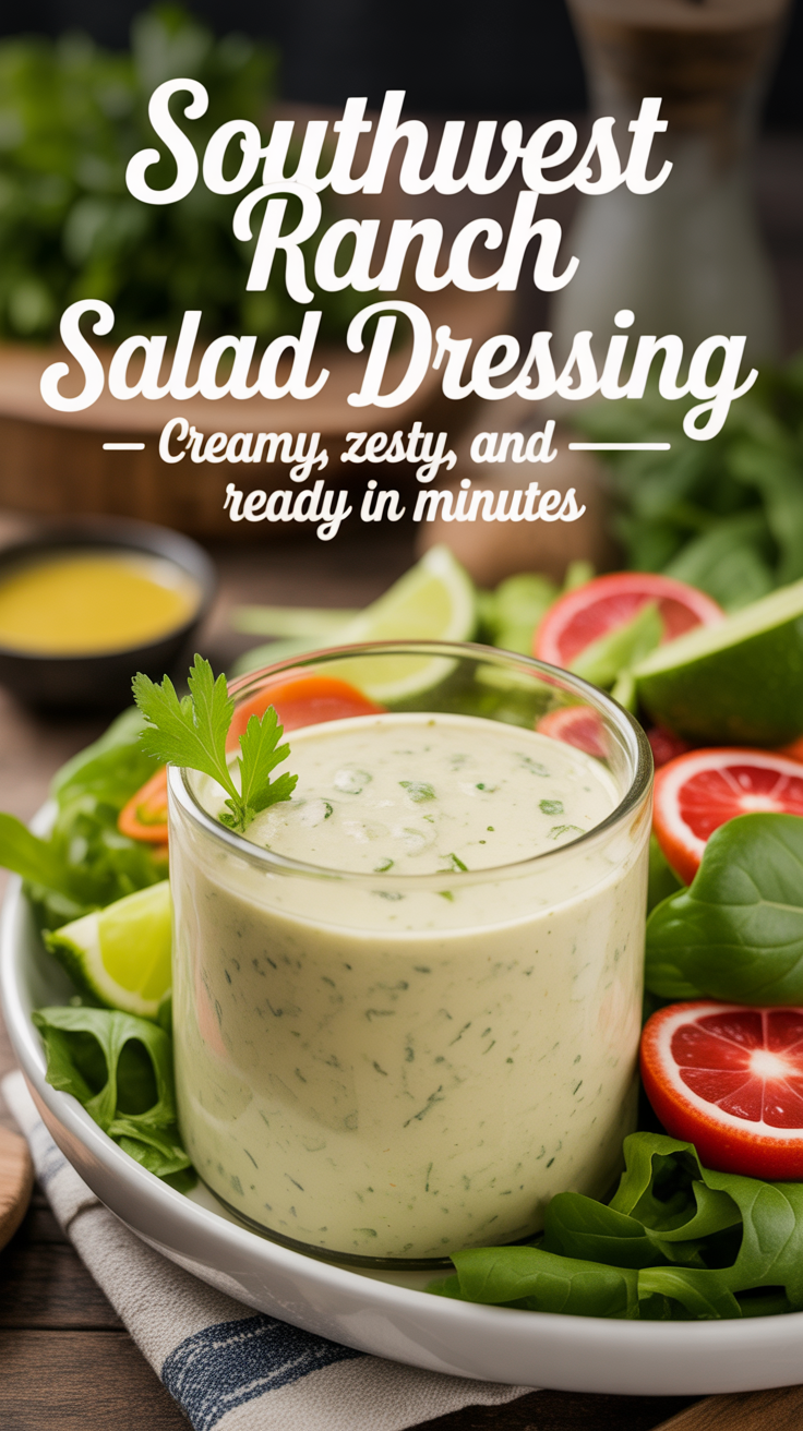 Pinterest pin for Southwest Ranch Salad Dressing - Creamy, Zesty, and Ready in Minutes