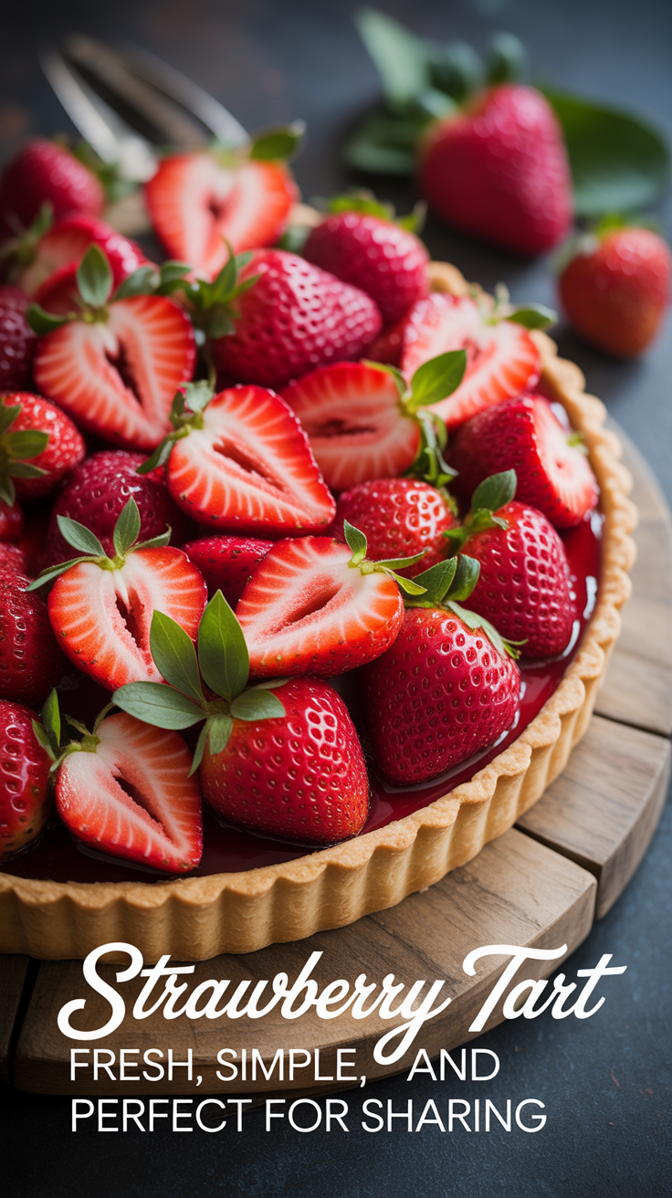 Pinterest pin for Strawberry Tart - Fresh, Simple, and Perfect for Sharing