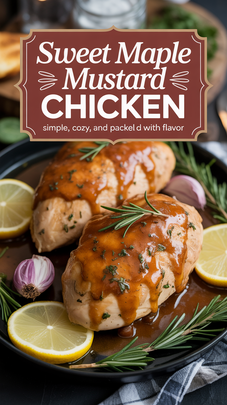 Pinterest pin for Sweet Maple Mustard Chicken - Simple, Cozy, and Packed With Flavor